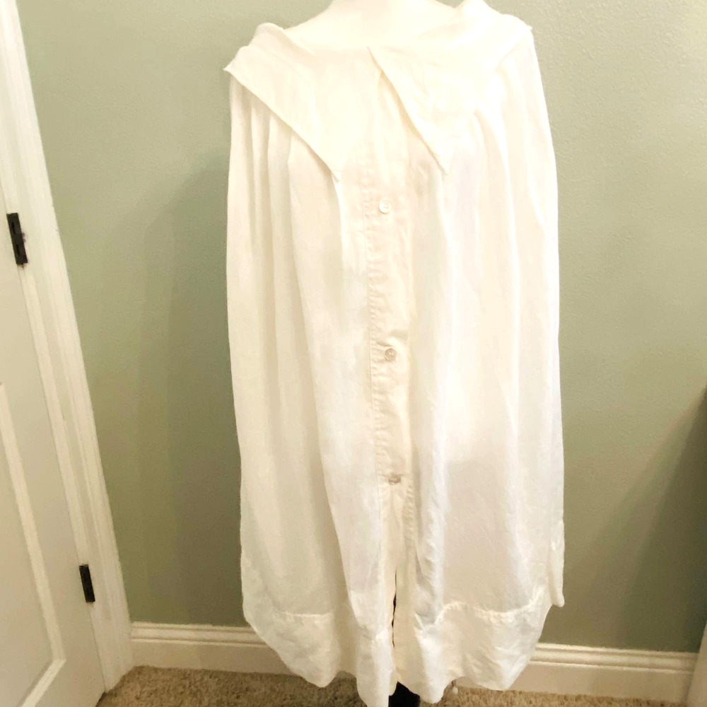 Paul Costelloe White Linen Button Front Cape/Shawl EUC US SZ 10